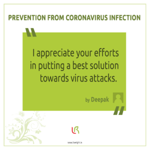 Prevention from coronavirus infection.