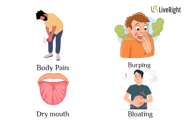Symptoms of low appetite due to imbalance of vata dosha