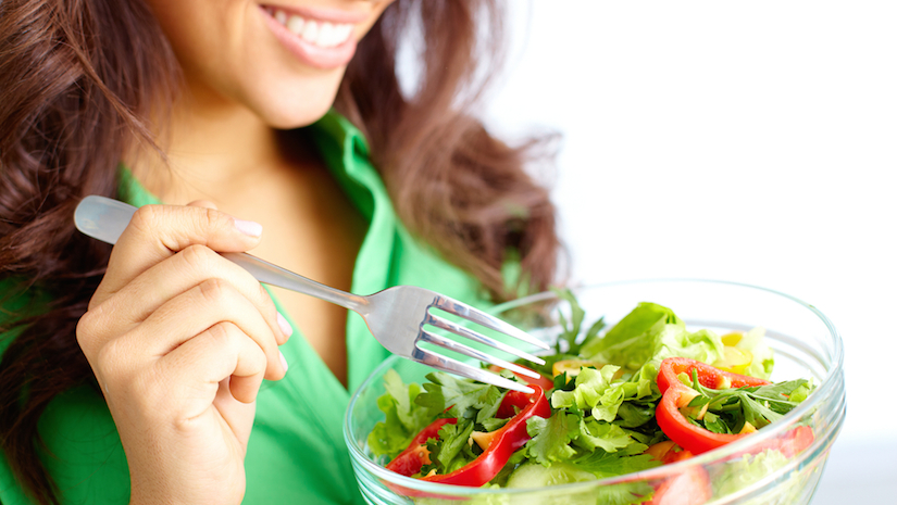 Eating food with spoon/fork